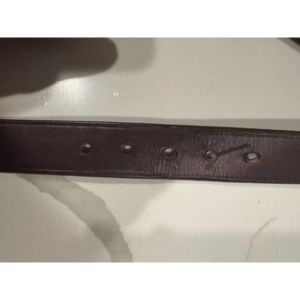 Orvis Wickett & Craig Leather Belt Mens 46 Burgundy‎ Brown Brass Buckle USA Made